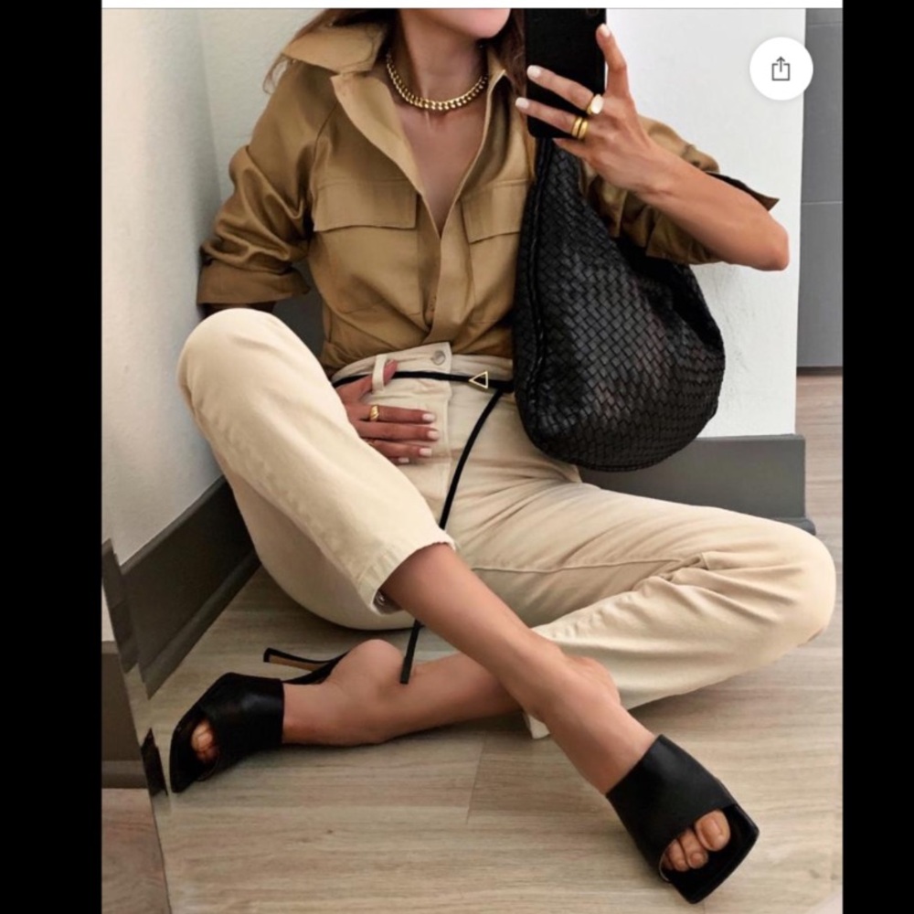Missguided Tan Button-Up Shirt